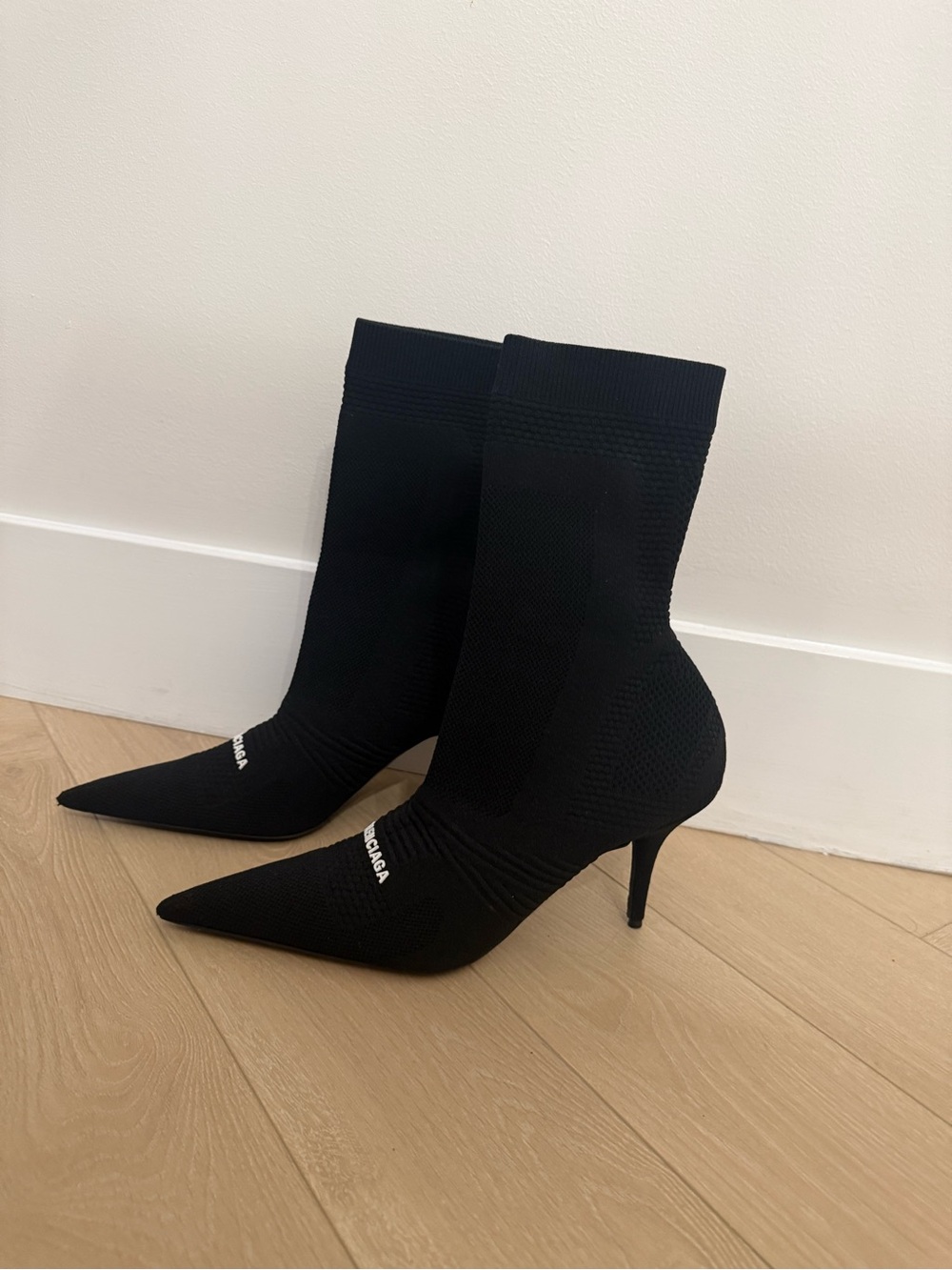 Balenciaga Black Knife Sock Booties - Pointed Toe Stiletto - Picture 3 of 10